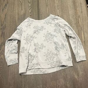 Massini Sweatshirt Pullover Crew Neck Long Sleeve Floral Print Gray Size L